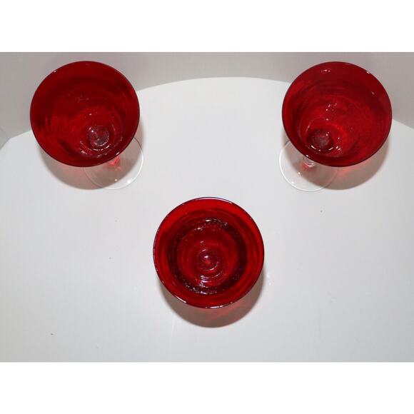 Artland Iris Ruby Red Seeded Bubble Water Goblets with Clear Stem - Picture 4 of 6